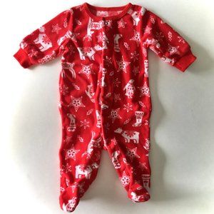 Carter’s Long-Sleeved Christmas 1-Piece Fleece Footie PJs